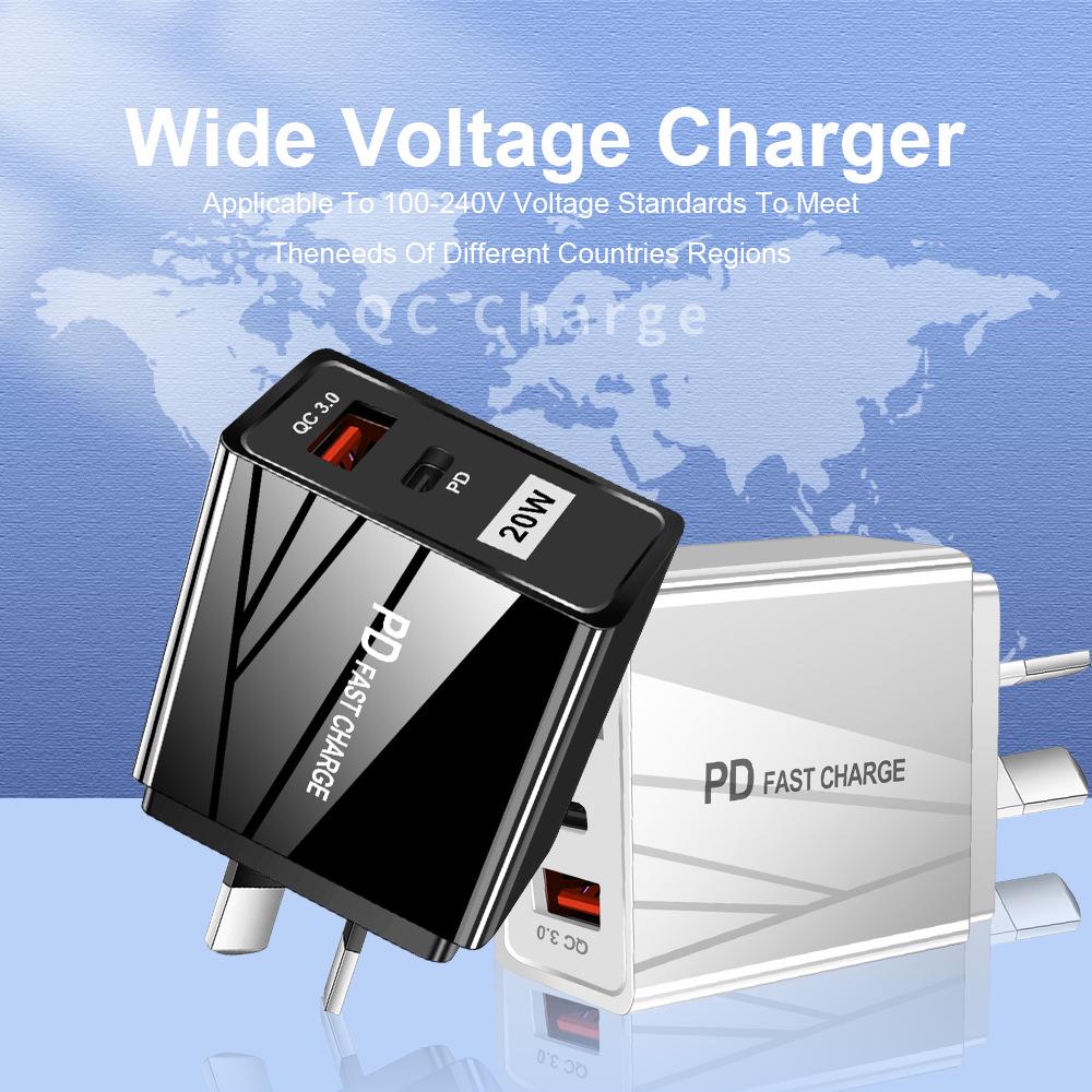 Dual USB Quick Charger - 5V/9V/12V, QC3.0+PD, EU/US Standards
