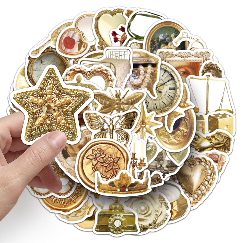 50 Golden Ins Style Graffiti Stickers Retro Palace Style Decoration Mobile Phone Case Water Cup Notebook Stickers