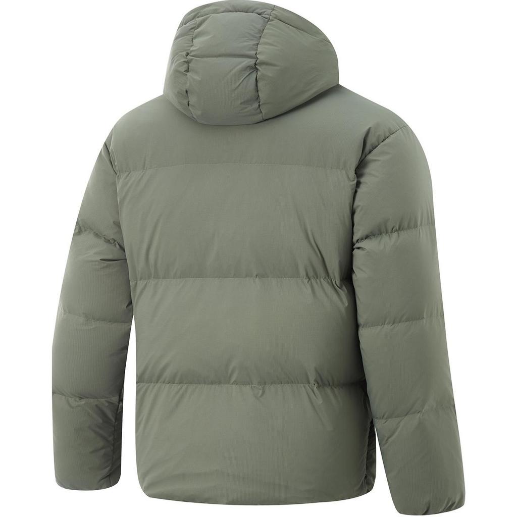 Li-Ning Hot Pot Down Jacket Series Water-Resistant Solid Color Hooded Zipper Breathable Comfortable Short Winter Down Jacket Men Jackets AYMU259-1