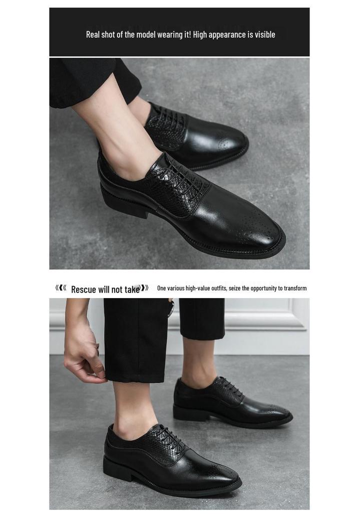 Men's British Patchwork Loafers - Large Size Flower Leather Formal Casual Shoes