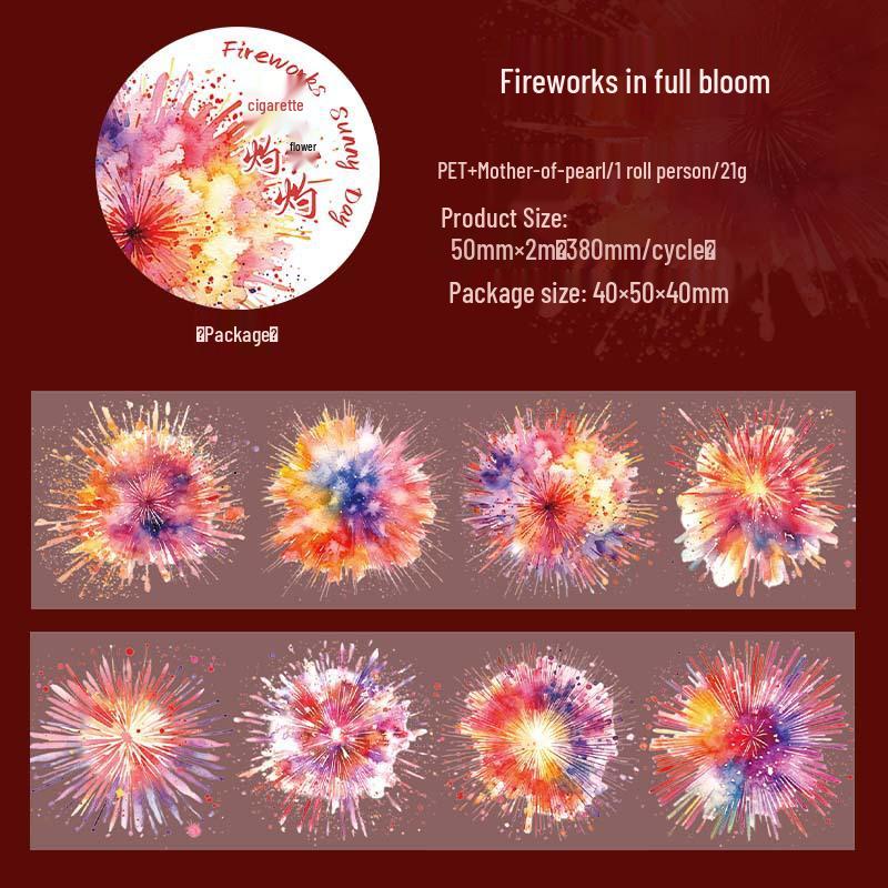 Beautiful Day Firework Theme PET Journaling Stickers: 4 Styles