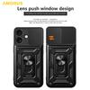 AMORUS For iPhone 17 Case Kickstand PC+TPU Phone Cover with Camera Lens Slider