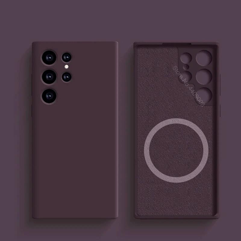 

Рідкий силіконовий чохол для Magsafe для Samsung Galaxy S24 S22 S21 S23 S25 Ultra Plus Fe Бездротова зарядка Магнітний Ударостійкий чохол For Samsung S25Ultra темно-фіолетовий колір