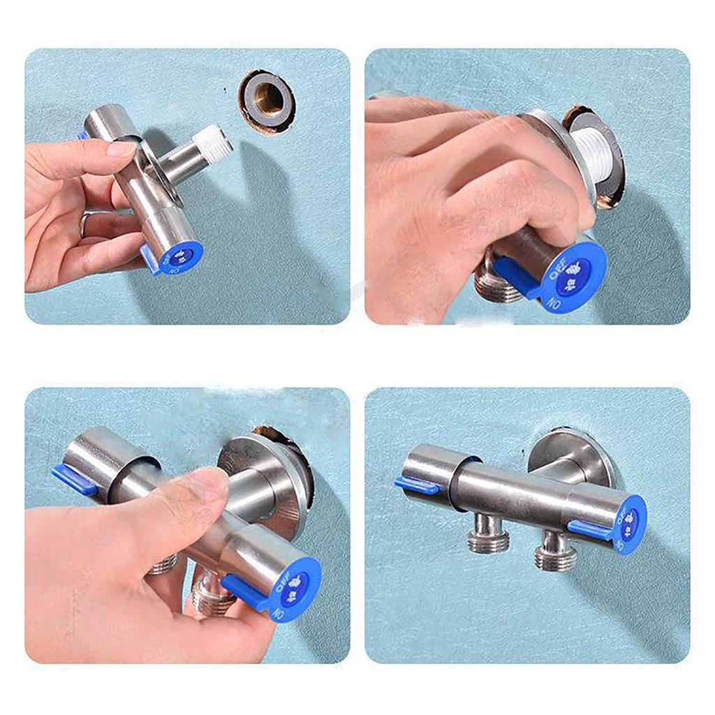 Dual Control Dual Use 3 Way Shower Water Diverter Valve Faucet Filling Angle Valves Washing Machine Bathroom Toilet Accessories