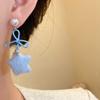 Pearl Winter Bow Star Earrings Plush Pendant Y2K Drop Earrings Plush Star Earrings  Girls Gift