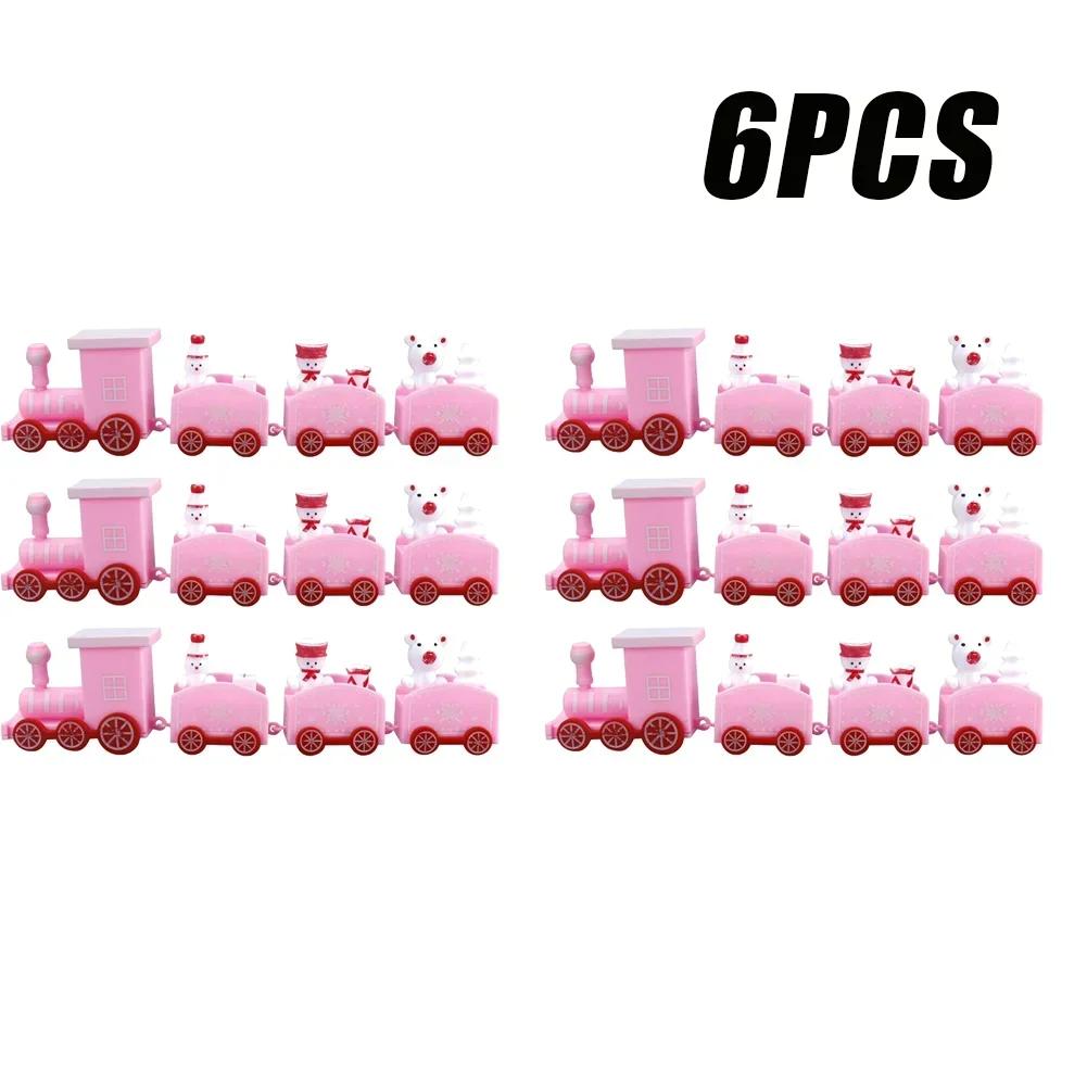 Snowman Christmas Train Ornament Mini Plastic Holiday Decor Small Xmas Train Set for Home Tabletop Festive Embellishments