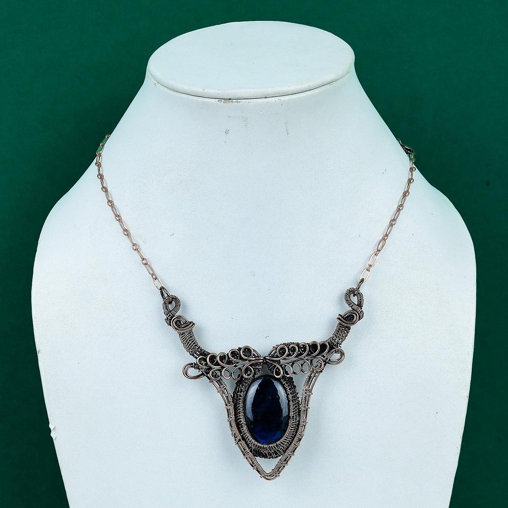 Labradorite necklace copper wire wrapped jewelry natural gemstone ooak necklace handmade fancy jewelry copper wire necklace anniversary gift