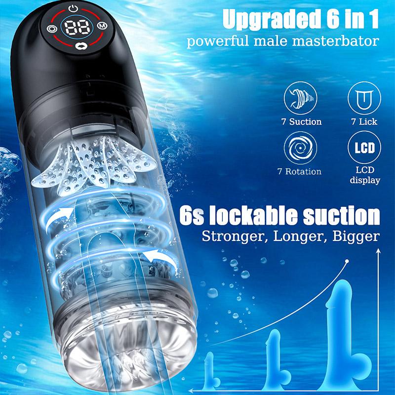 Automatic Male Masturbator Cup 7 Sucking Rotating Licking Modes Pocket Pussy Stroker Blowjob Penis Pump Sex Toys For Men