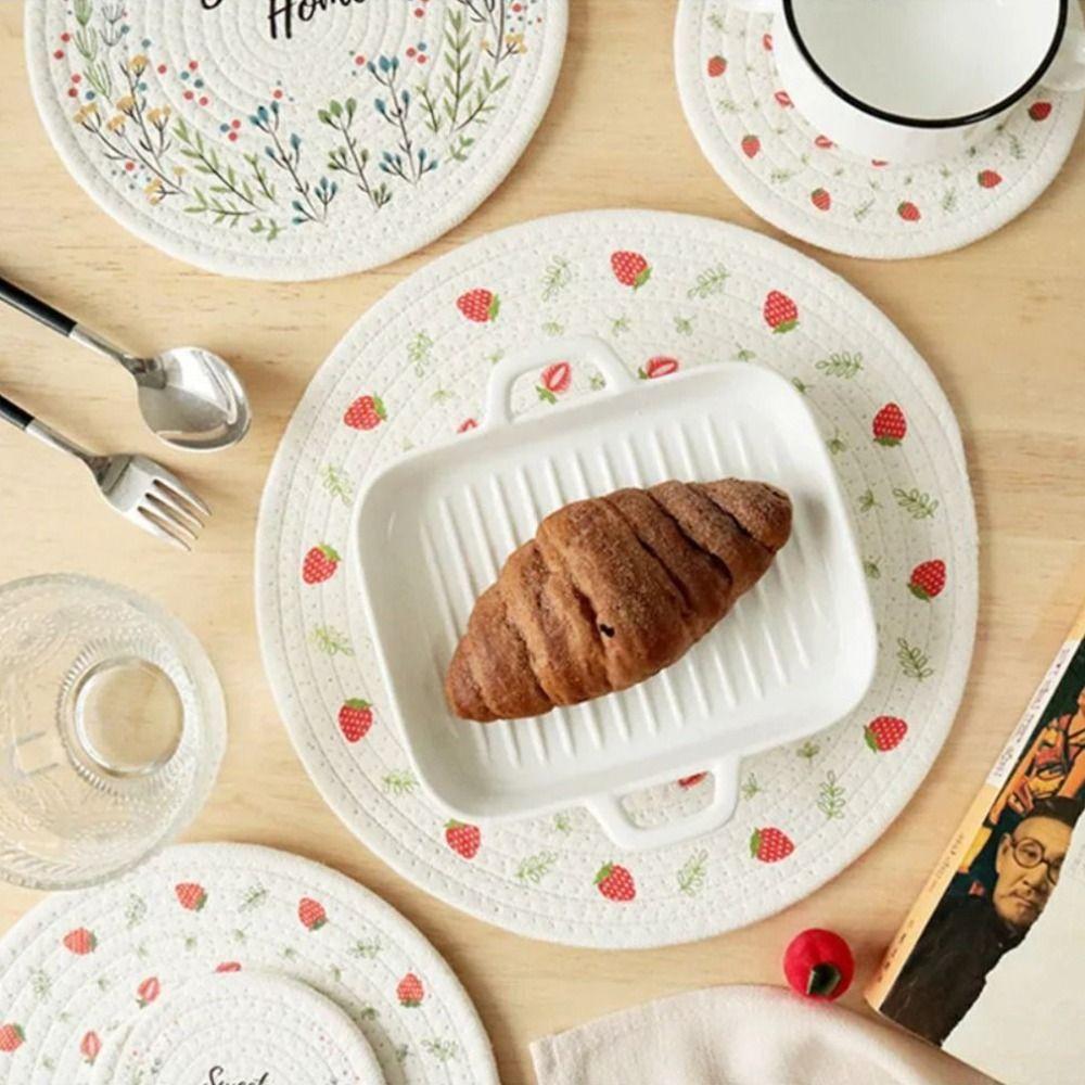 Erdbeermuster Topflappen Gewebte Baumwolluntersetzer Einfaches Platzset