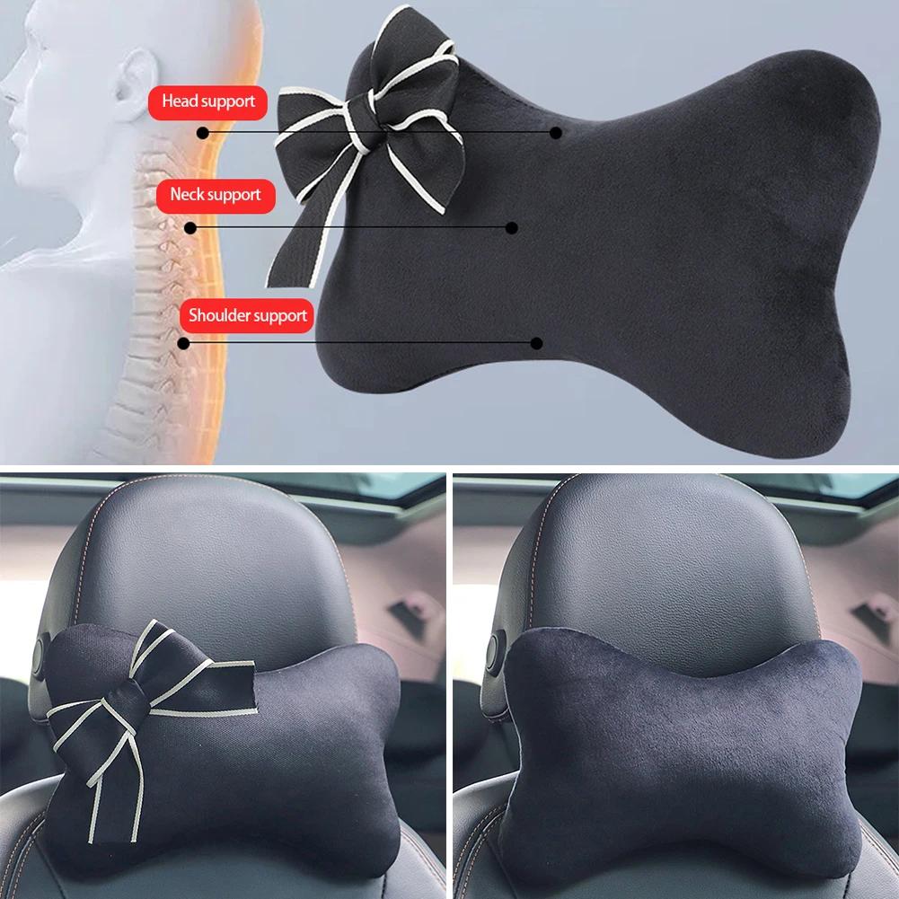 Car Seat Support Headrest Cushion Massage Neck Adjustable Auto Head Neck Pillow Bound-shaped Car Neck Pillow Kawaii Accessories
