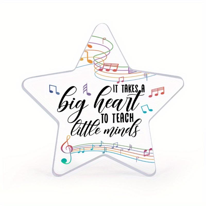 Inspirational Acrylic Plaque Sign for Music Teachers - "It Takes A Big Heart To Teach Little Minds" with Musical Note Design, Graduation Season Appre