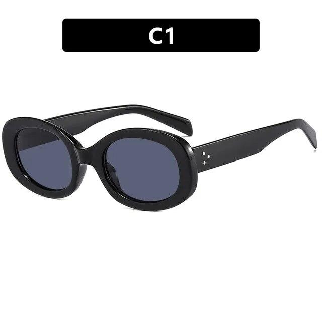 New In Oval Sunglasses for Men Women Fashion Retro  Design Shades Eyewear Female Candy Color Goggle Sun Glasses