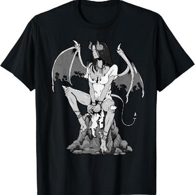 Diabeł Szatan Goth Grunge Demon Gotycka Kobieta Halloween Anioł Koszulka