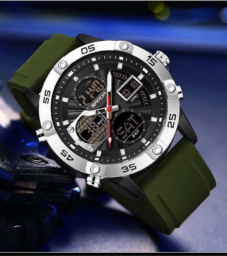 SANDA 3D Multifunction Sports Watch – 3 Time Zones, Waterproof, Student Wristwatch
