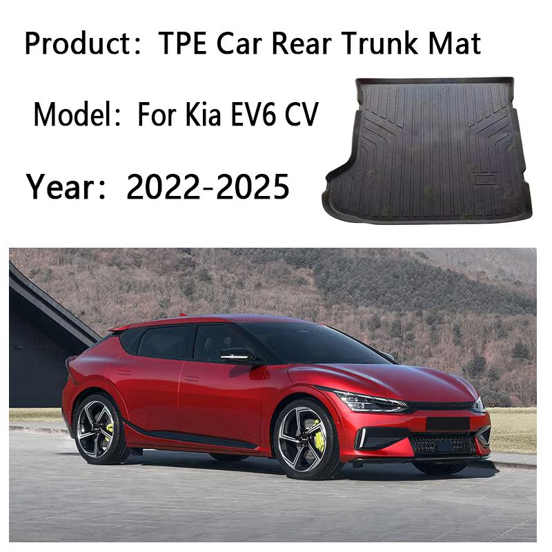 Car Rear Trunk Mats For Kia EV6 CV 2022-2025 GT Line TPE Carpet Storage Pad Waterproof Cargo Tray Cushions Mats Auto Accessories