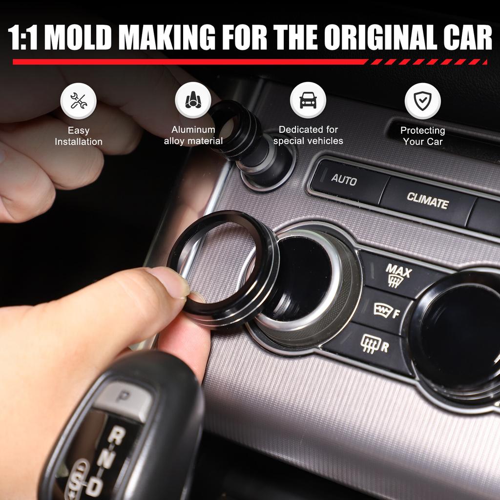 4PCS Black AC Volume Knob Cover For Land Rover range rover sport 2014-17