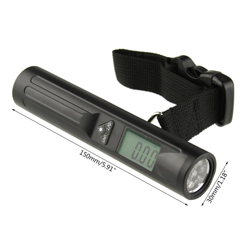 Báscula de Equipaje Digital de Mano Báscula de Peso para Viaje para Equipaje con Linterna y Pantalla LCD Retroiluminada Azul