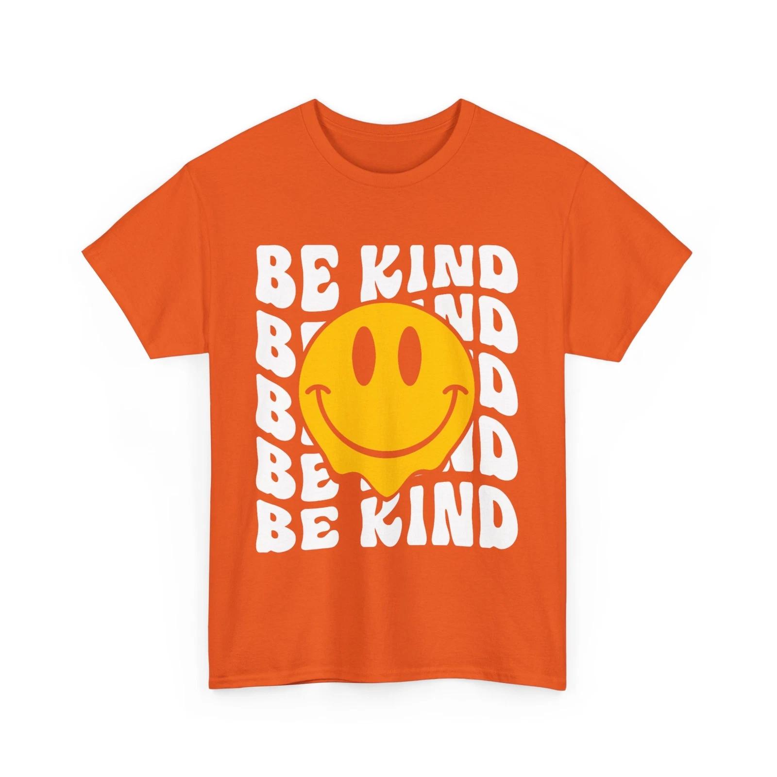 Be Kind Retro Groovy Cute Smile Happy Face Orange Unity Day T-Shirt XL