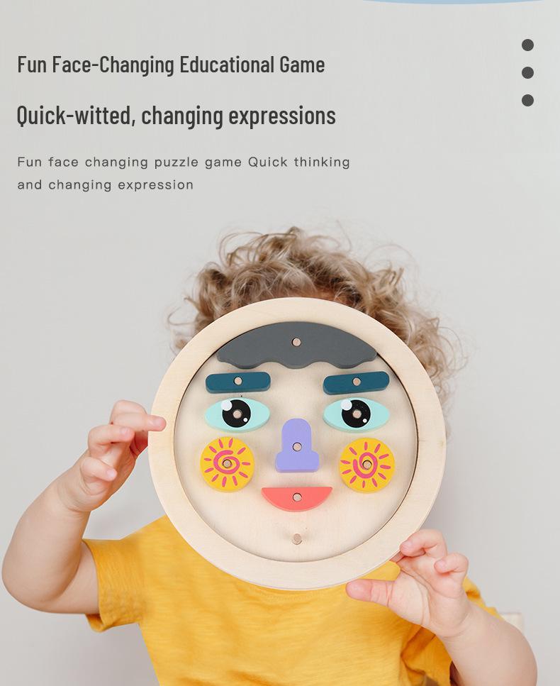 Wooden Children's Facial Expression Puzzle Game