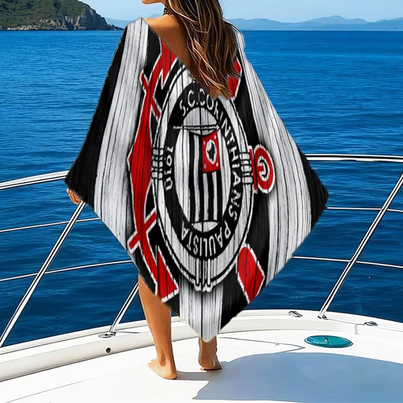 Sport Club Football Crest Printed Beach Towel, Super Soft Microfiber, Perfect Gift Birthday, for Pool, Beach, Travel, for family and friends