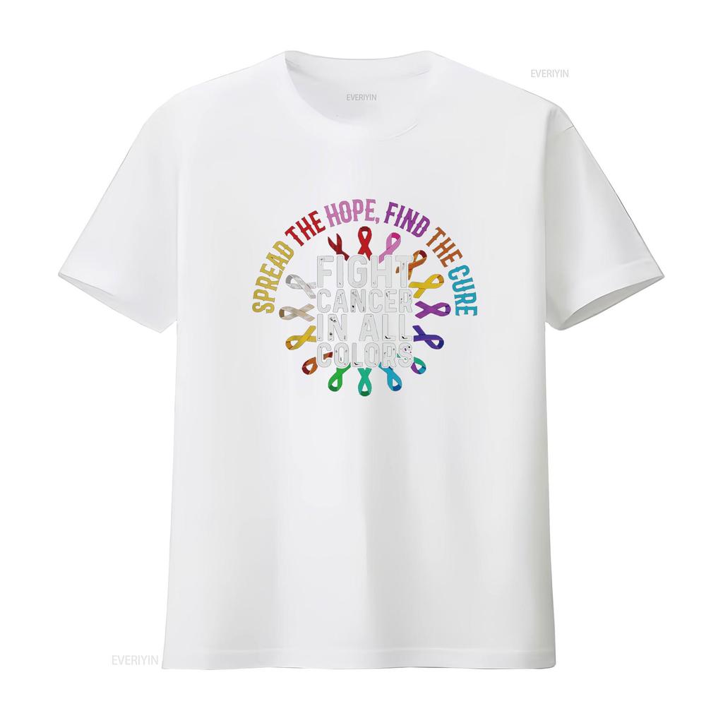 Fight Cancer In All And Every Color Ribbons Flower Heart T Shirt Vintage Washed Soft Comfortable Designer Clothes Breathable
