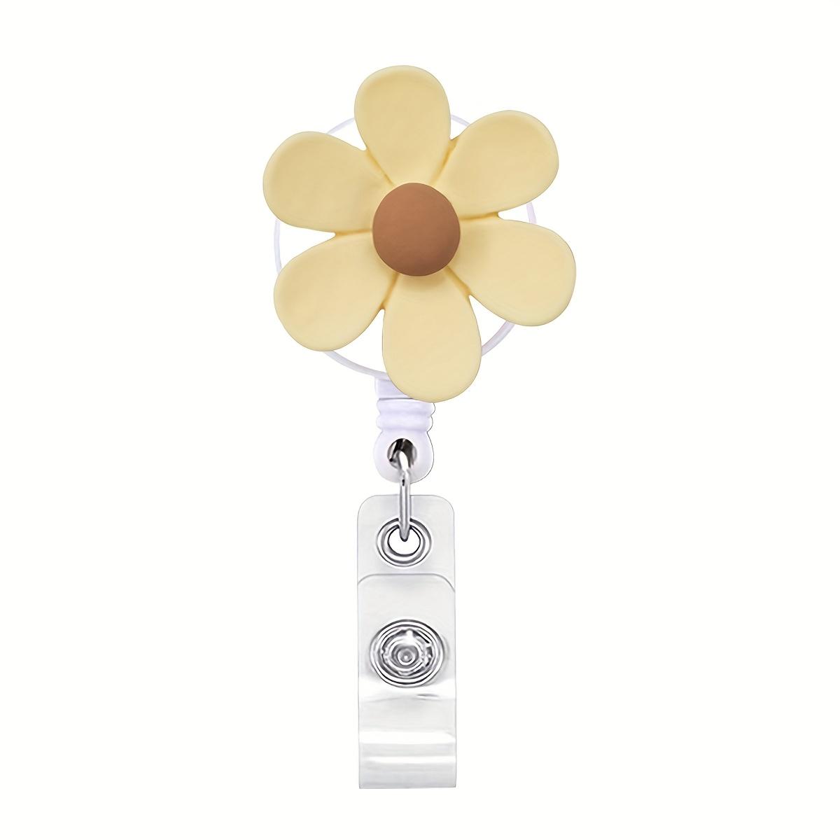

2D 1pc Colorful Flower Pull Tab Retractable Badge Reel for Doctors, Nurses, Students, Office Use, ID Holder