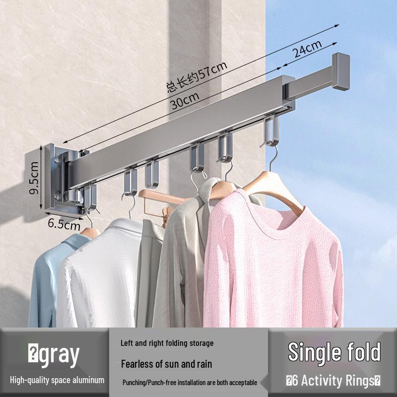 Wall-Mounted Retractable Aluminum Clothes Drying Rack for Balconies and Dorms
