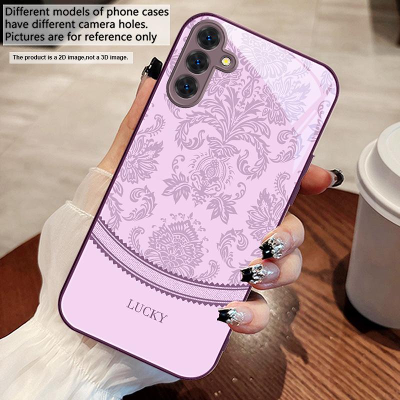 White floral vine pattern For Samsung M02 12 Note 8 9 10 20 A 01 A02 A03 Core 04 05 06 10 12 13 14 15 A16 glass Ultra phone case