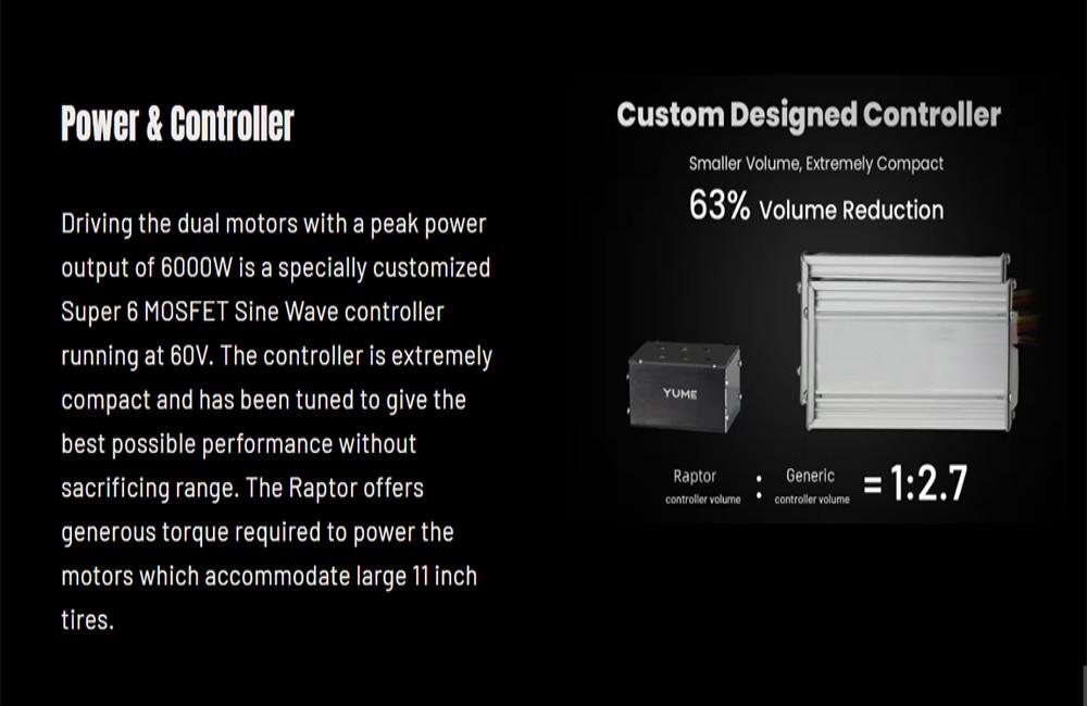 YUME Raptor Electric Scooter, 3000W*2 Motor, 60V 27Ah Battery, 11-inch Road Tires, 80km/h Max Speed