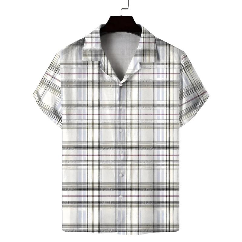 New Summer Shirt Men's Short-sleeved Plaid Design Casual Commuting Fashion All-match Personality Breathable Daily