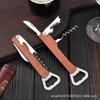 Herramienta Plegable Portátil de Madera y Acero Inoxidable Cuchillo Sacacorchos Abrebotellas de Vino Tinto Herramienta Multifuncional para Exteriores Accesorios de Bar