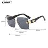 Rimless Square Sunglasses  New Oversized Stylish Gradient Multicolor Eyewear Trendy Women Brand Design Vintage Shades