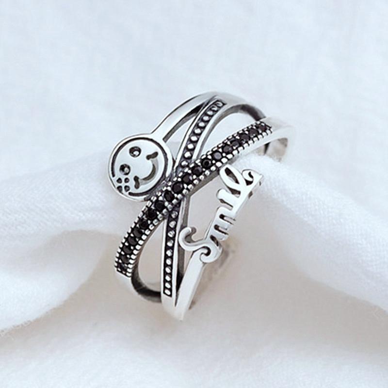 

Foxanry кольца ручной работы со смайликом для женщин, новые модные винтажные английские буквы, ювелирные изделия на день рождения, подарки 17mm серебряный