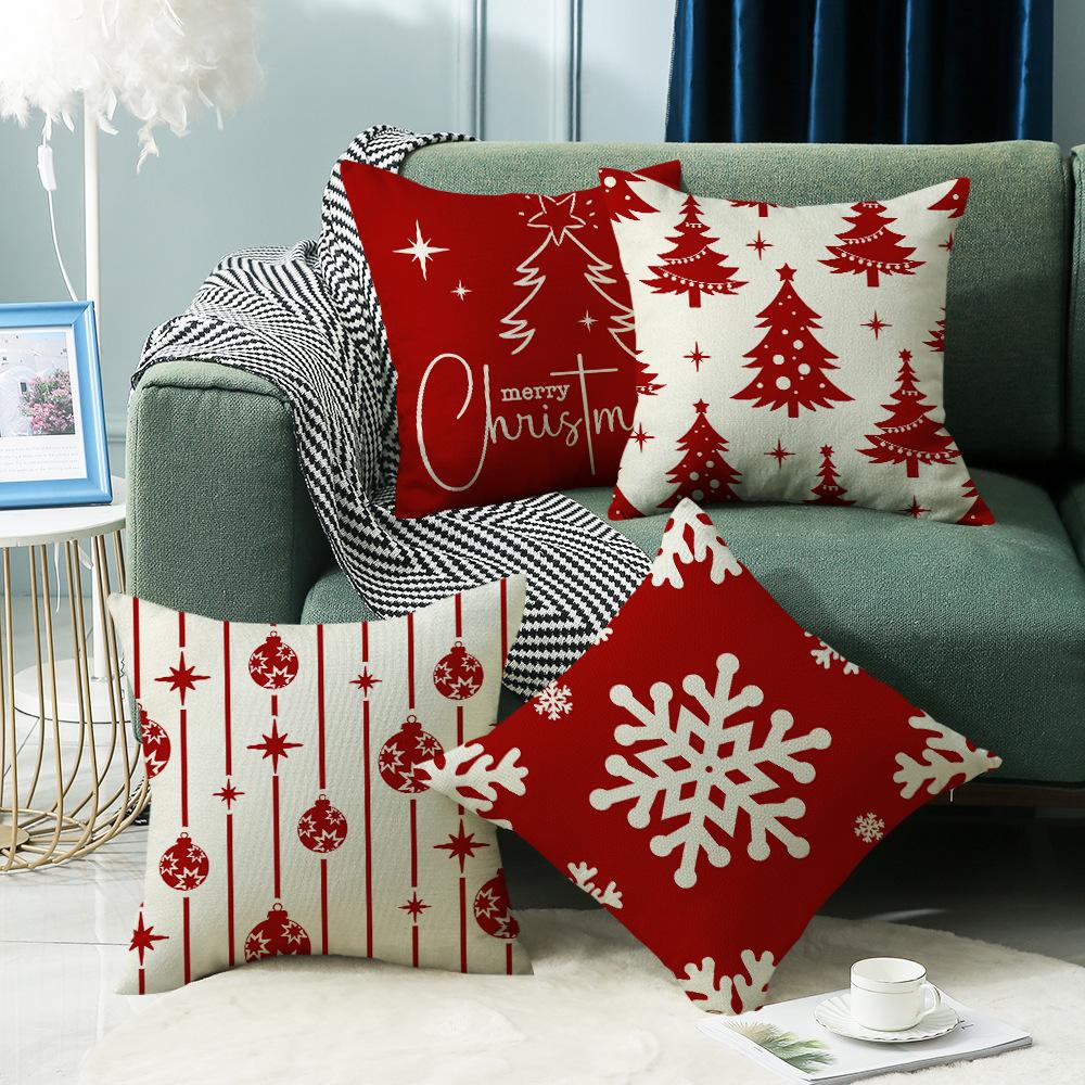 New Snowflake Pattern Element Red Festive Warm Atmosphere Christmas Decoration Home Party Sofa Cushion