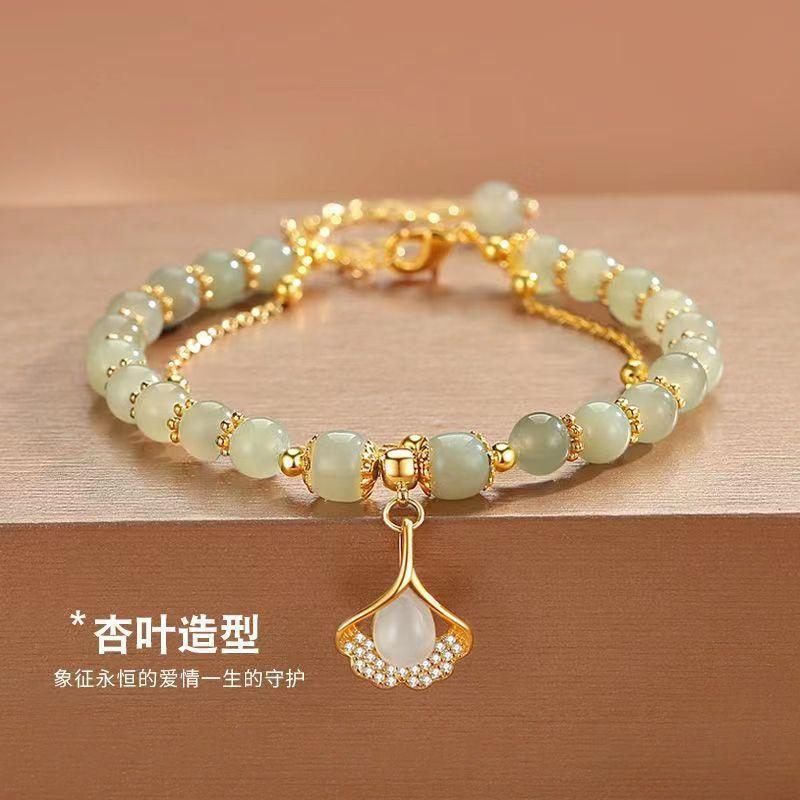 

New Sansheng Lucky Double-layer Ginkgo Biloba Bracelet Women s Niche Design Light Luxury Advanced Sense Qixi Festival Gift for Girlfriend