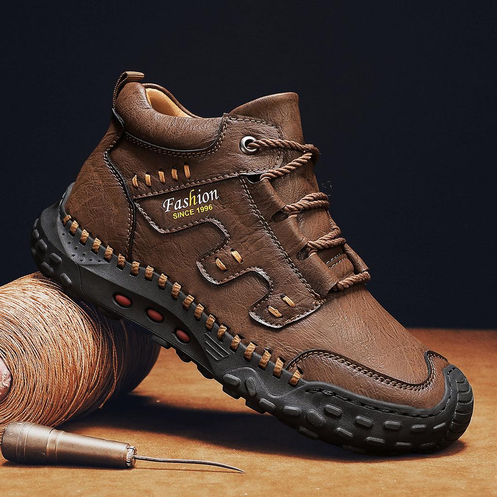 Cotton shoes men's new winter warm soft sole lace up men's workwear boots fashionable and versatile anti slip boots