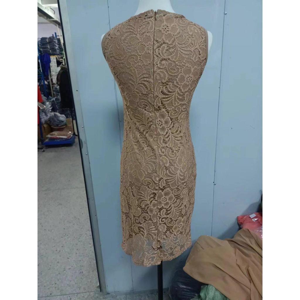 Women's Sexy V Neck Mid Sleeve Solid Color Ruffle Midi Plus Size Lace Dress