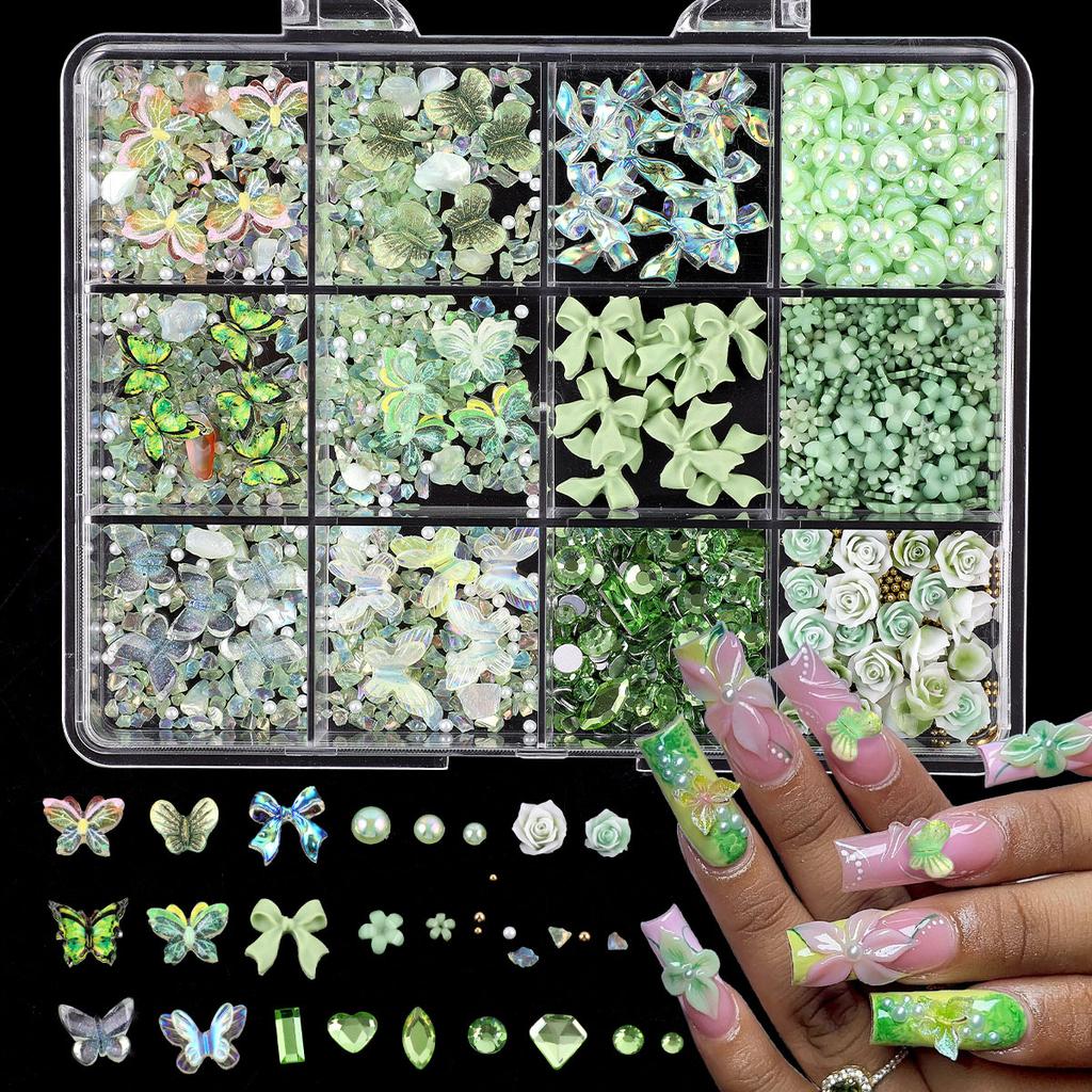 New Foreign Trade Mixed Nail Art Decorations Five-Petal Flower Ice-Transparent Three-Dimensional Butterfly Stickers Decals