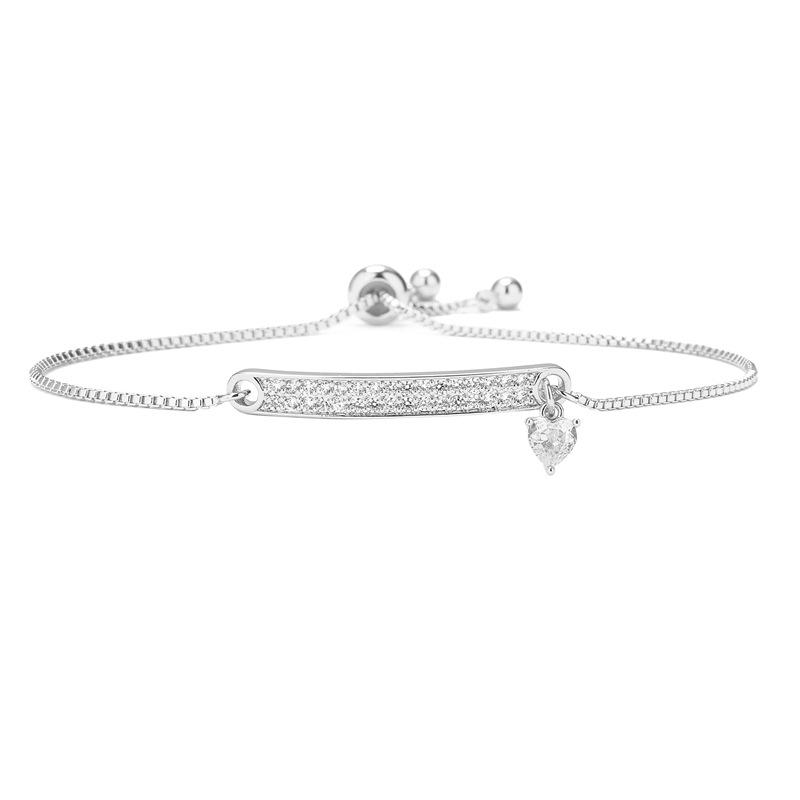 Summer High-end Exquisite Double-row Heart Pendant Bracelet with Micro-inlaid Cubic Zirconia for Women