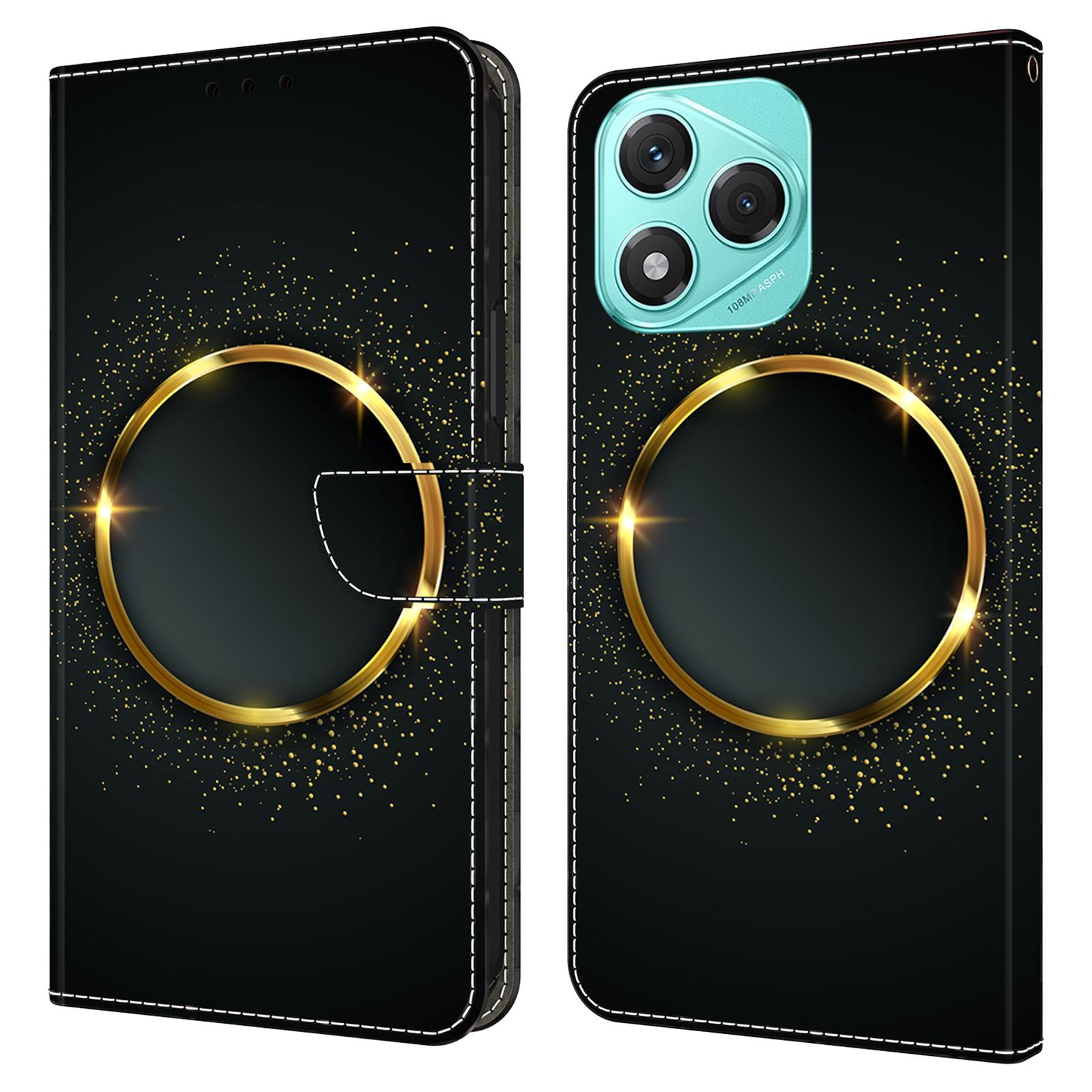 

Чехол для Honor 400 Lite 5G Кожаный кошелек Чехол для телефона с подставкой Gold Ring