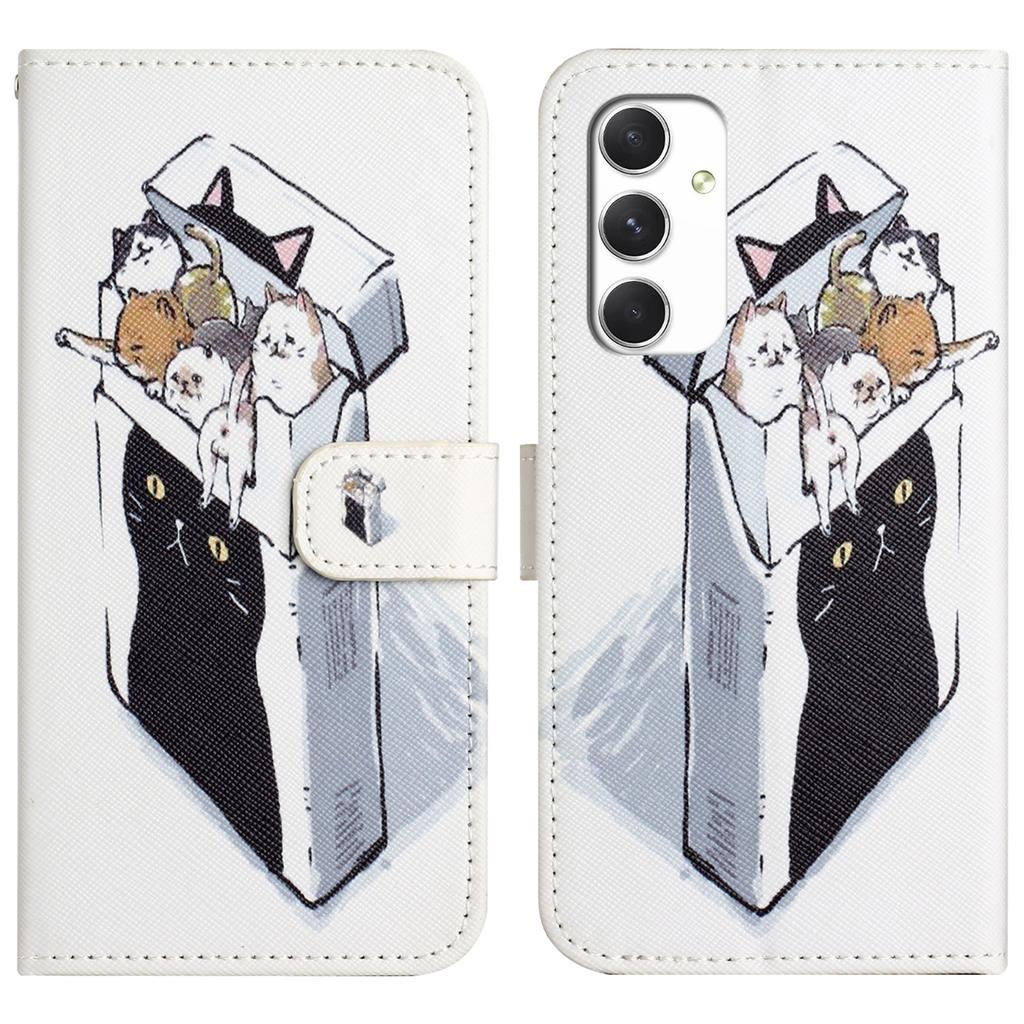For Samsung Galaxy A16 5G/A16 4G Case Pattern Print PU Leather Wallet Phone Cover Cross Texture