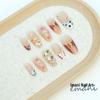 30pc Almond 3D Manicure Tips: Painted Flowers, Cow Print, French Style with Rhinestone Decor.