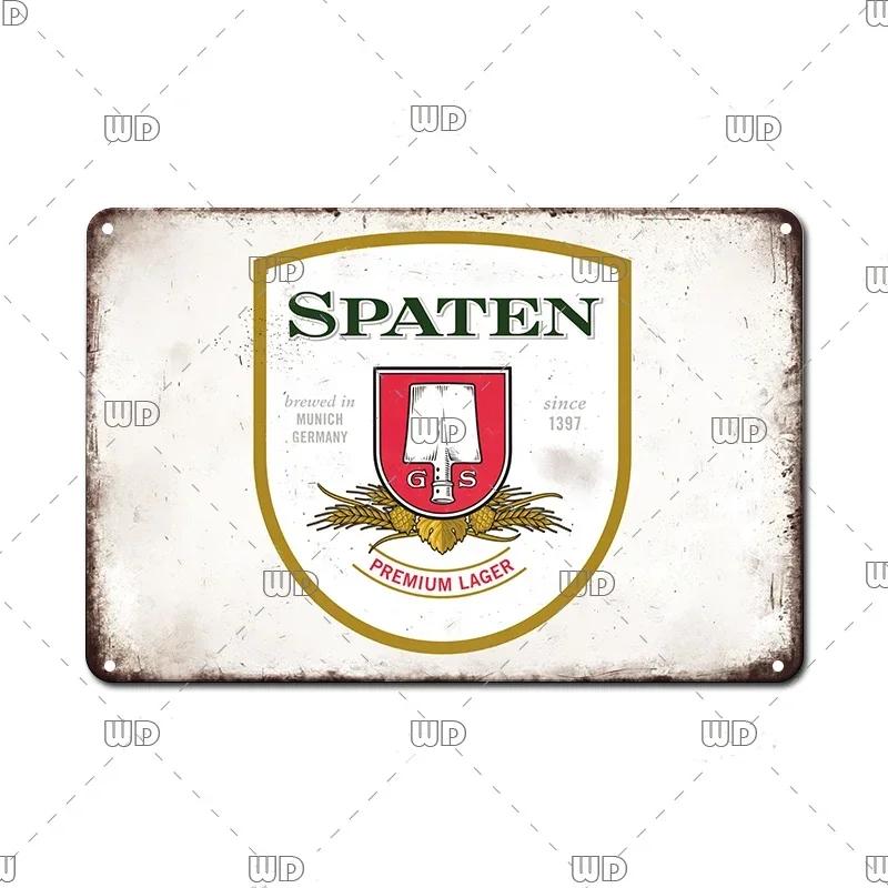 Vintage Wall Plaque Sign Decor Germany Paulaner Beer Tin Sign Decoration Plate Bar Cafe Man Cave Metal Poster Board Art Painting