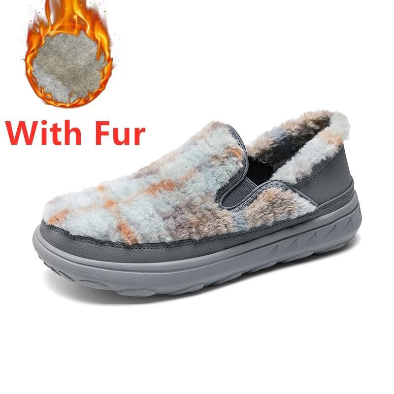 Fashion Hot Sell Moccasins Handmade Comfy Mens Loafers Casual Slip on Shoes Warm Plush Fur Winter Flats Man Walk Driving Shoes Moccasins