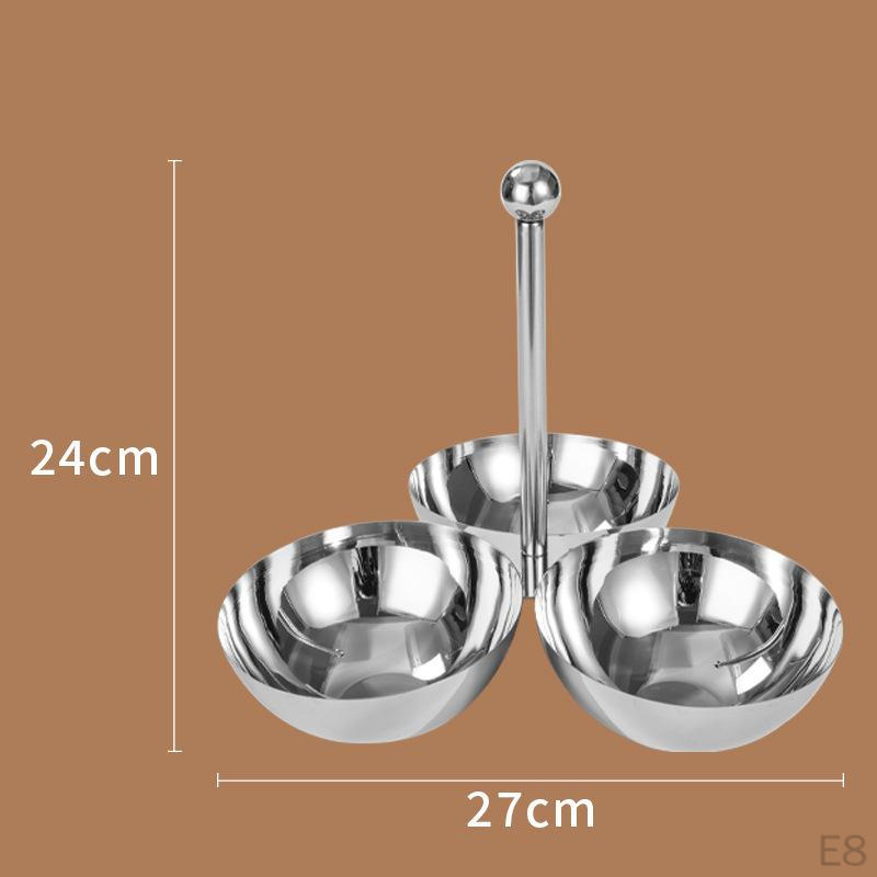 Condiment Serving Bowl Divided Multi Section Fruit Tray Stainless Steel Display With Handle