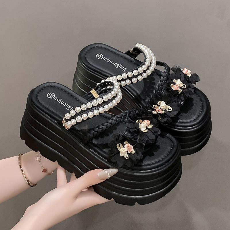 Fashion NEW Designer Women Summer Chunky Sandals Platform Slippers 8CM High Heels Ladies Slides Beach Flip-Flop Woman Sandalias De Mujer