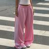 Women's Spliced Ribbon Wide Leg Sweatpants Casual Streetwear Track Pants for Everyday Wear