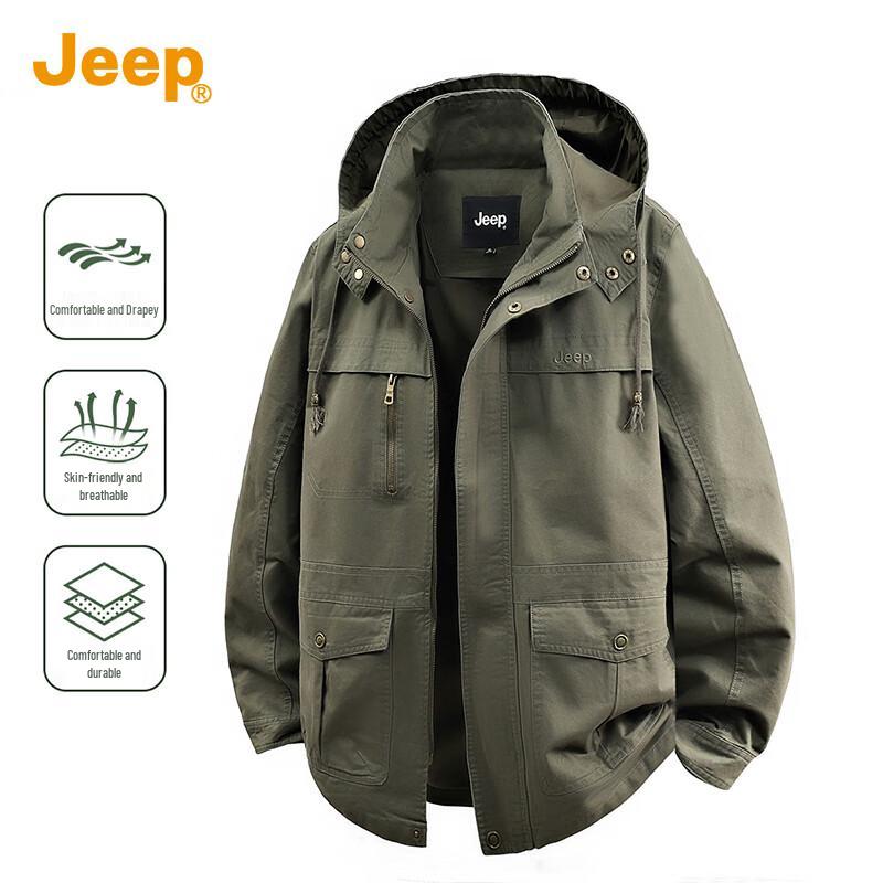 JEEP Men's American Retro Hooded Workwear Jacket