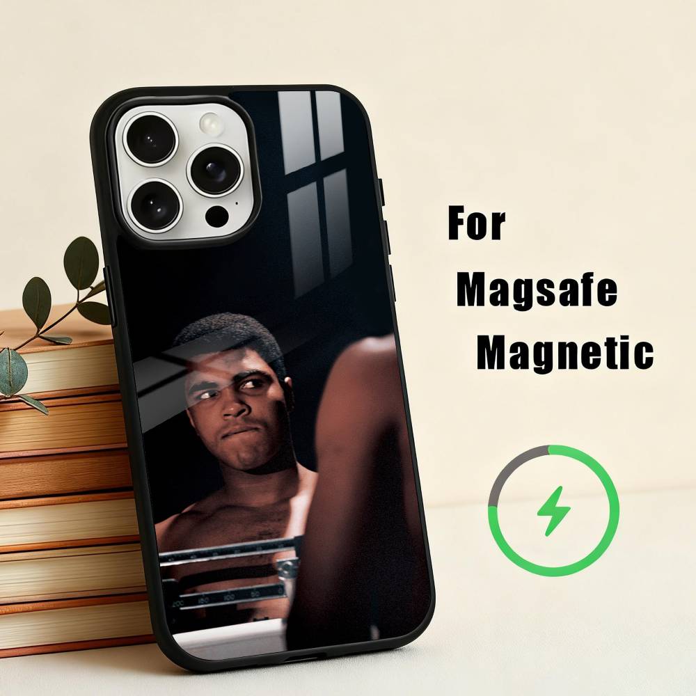 Boxing M-Muhammad A-Ali Phone Case For iPhone17,16,15,14,13,12,11 Plus,For Magnetic Wireless Charge Cover