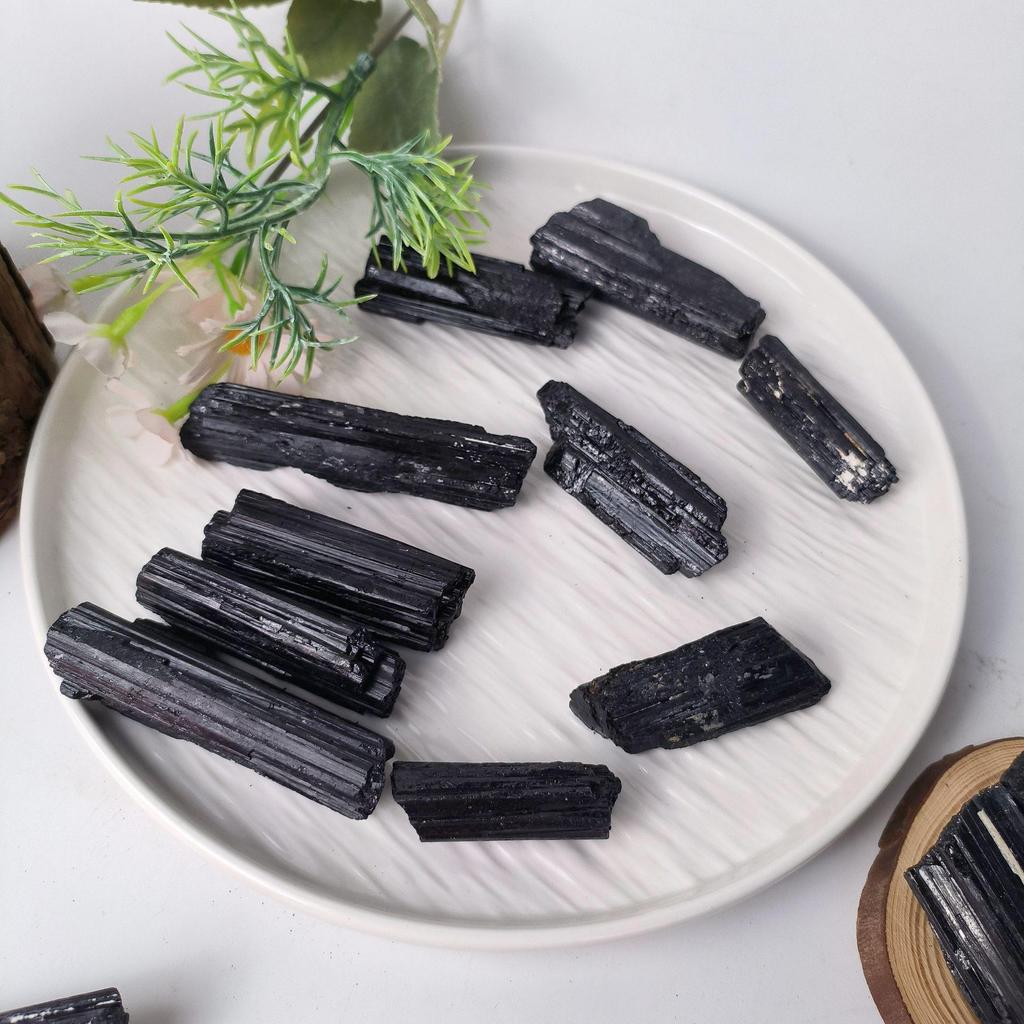 European & American Natural Black Tourmaline Crystal Cluster Ornament Gift